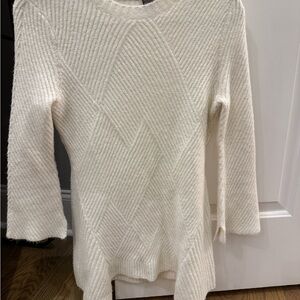 Heath Ceramics Cream Ribbed Crewneck Sweater Tunic